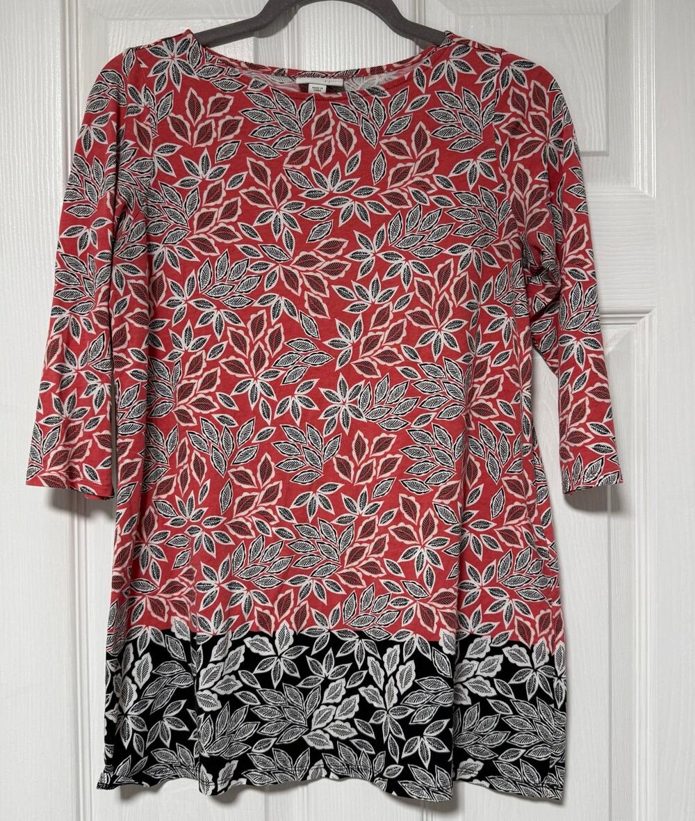 J Jill Women's Floral 3/4 Sleeve Tunic Top Size XS